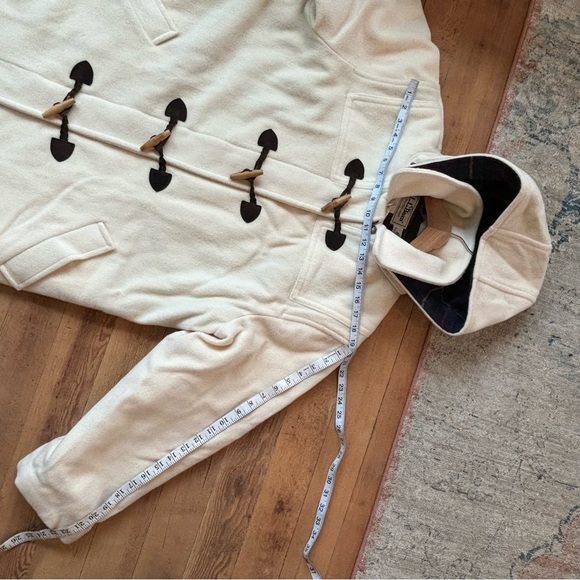 VNTG LL Bean white Wool Jacket Hooded Zip Up Toggle Closure Thinsulate Lining 16 - Picture 10 of 16